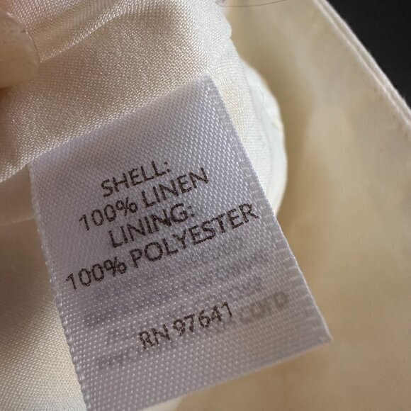 J.Jill pant women 8 Cream Off white Linen lined cropped wide leg 2 button casual - Picture 6 of 6